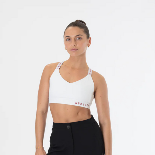 NVR LOST Women's High Impact Sports Bra - Bright White