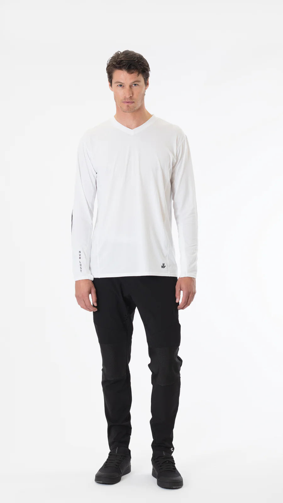 NVR LOST Men's Techincal Riding Tee LS - Bright White
