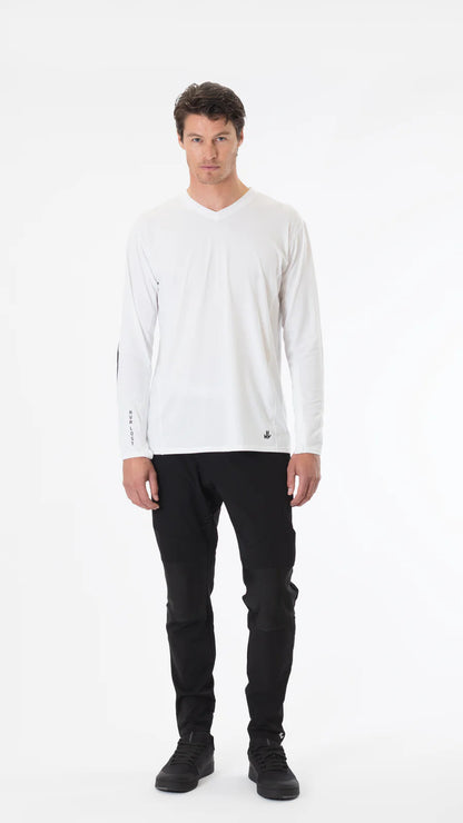 NVR LOST Men's Techincal Riding Tee LS - Bright White