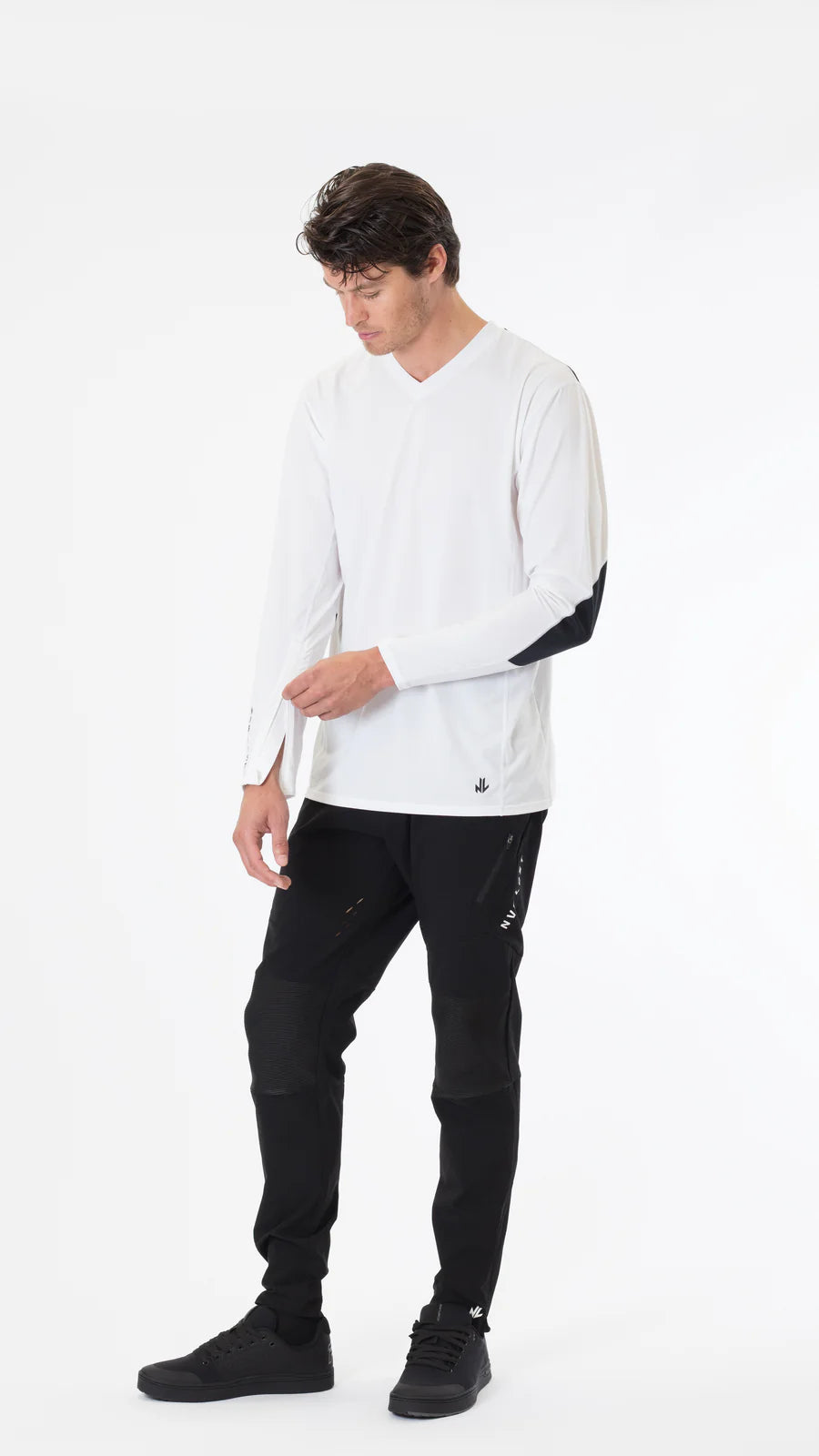 NVR LOST Men's Techincal Riding Tee LS - Bright White