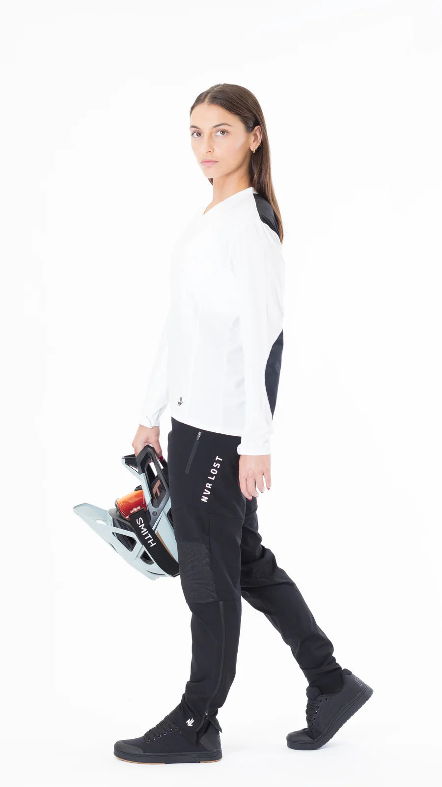 NVR LOST Women's Technical Riding Tee LS - Bright White