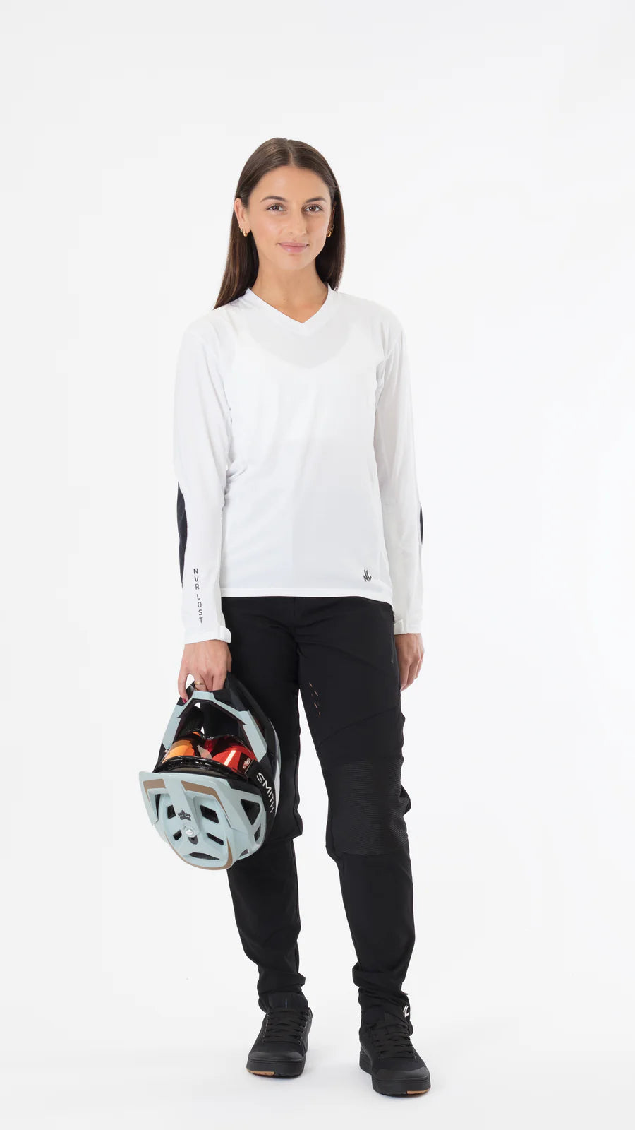 NVR LOST Women's Technical Riding Tee LS - Bright White