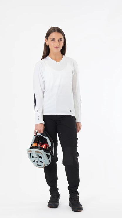 NVR LOST Women's Technical Riding Tee LS - Bright White