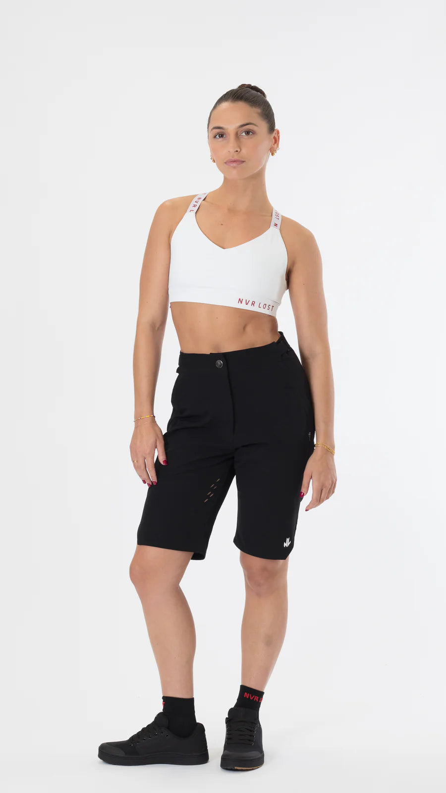 NVR LOST Women's High Impact Sports Bra - Bright White
