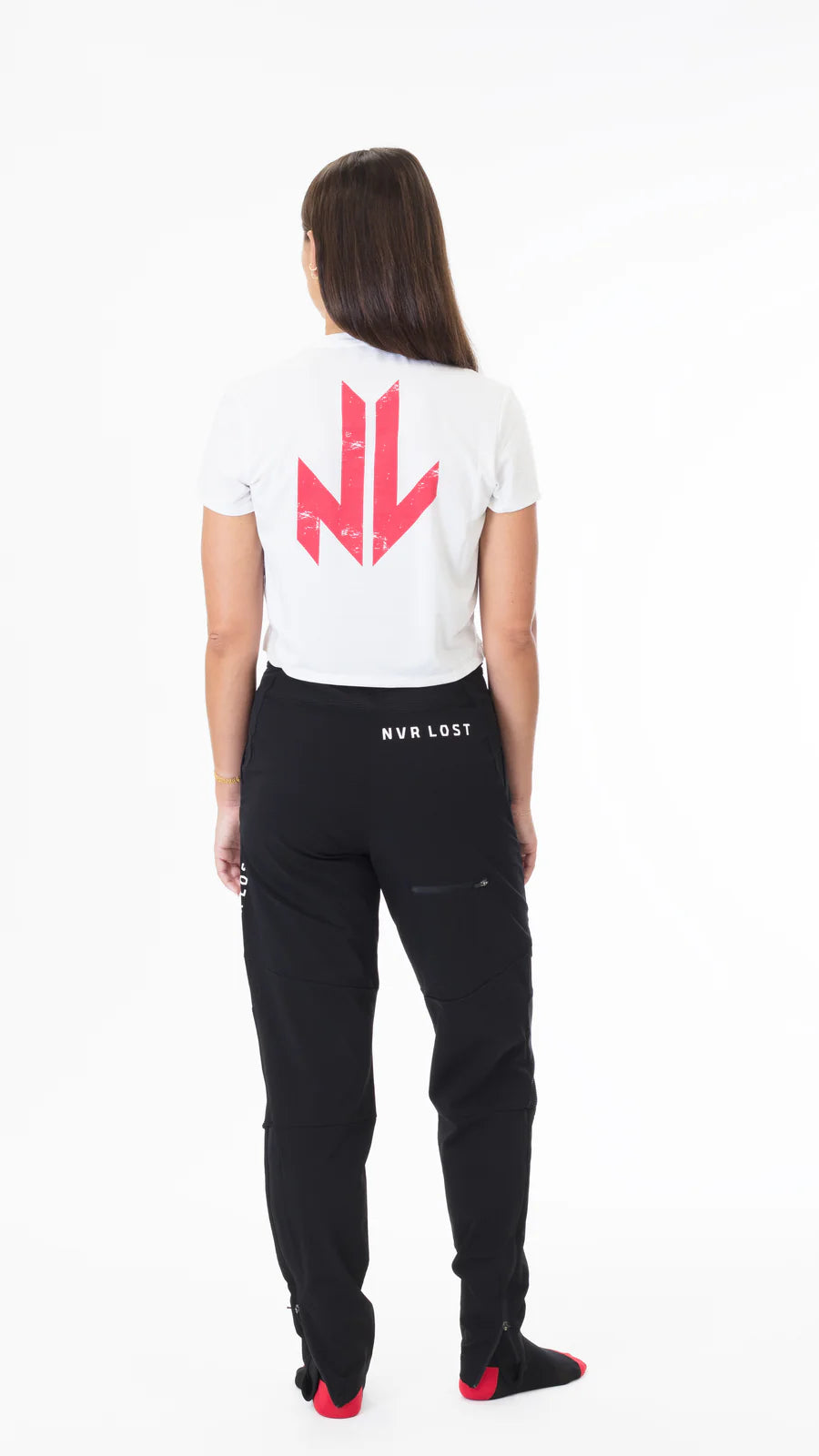 NVR LOST Women's Cropped Riding Tee- Bright White