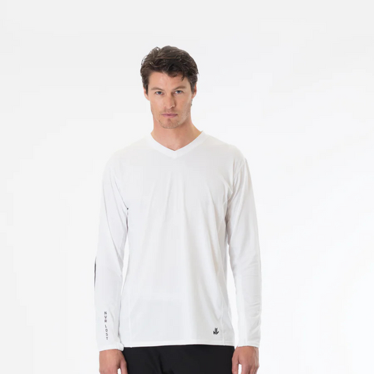 NVR LOST Men's Techincal Riding Tee LS - Bright White