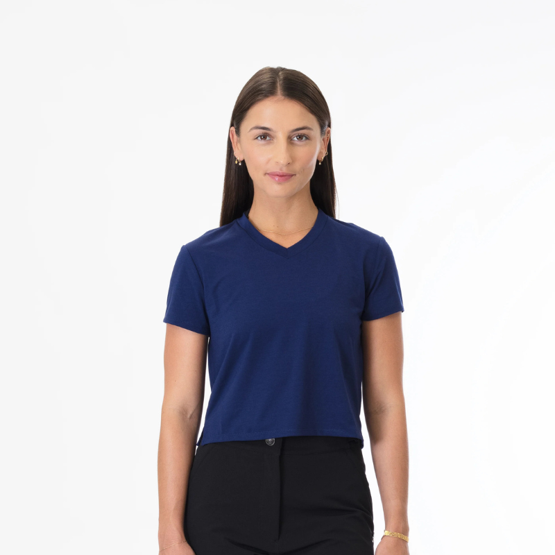 NVR LOST Women's Cropped Riding Tee - Ocean Cavern