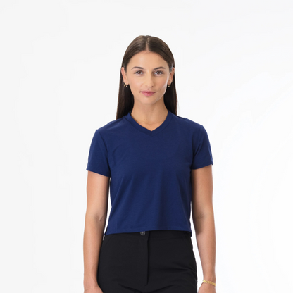 NVR LOST Women's Cropped Riding Tee - Ocean Cavern
